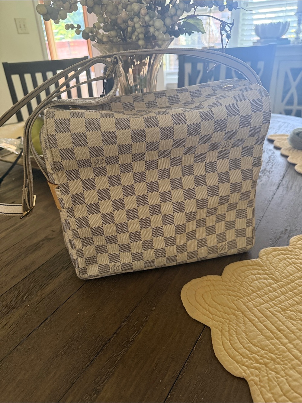 Louis Vuitton Naviglio Ivory Blue Azur Messenger Bag